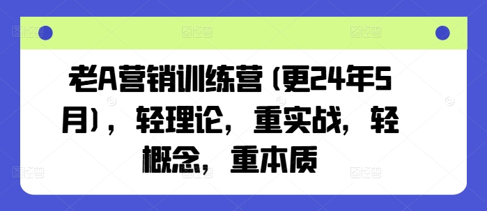 老A营销训练营(更24年12月)，轻理论，重实战，轻概念，重本质-九鹄轻创网