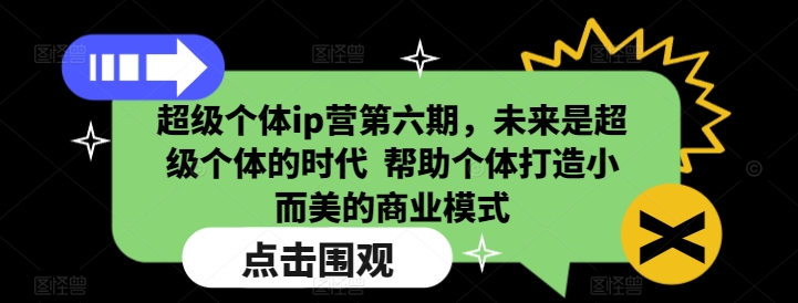 超级个体ip营第六期，未来是超级个体的时代  帮助个体打造小而美的商业模式-九鹄轻创网