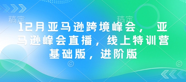 12月亚马逊跨境峰会， 亚马逊峰会直播，线上特训营基础版，进阶版-九鹄轻创网