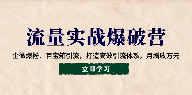 流量实战爆破营：企微爆粉、百宝箱引流，打造高效引流体系，月增收万元-九鹄轻创网