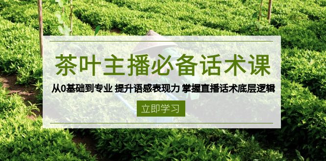 茶叶 主播必备话术课 从0基础到专业 提升语感表现力 掌握直播话术底层逻辑-九鹄轻创网