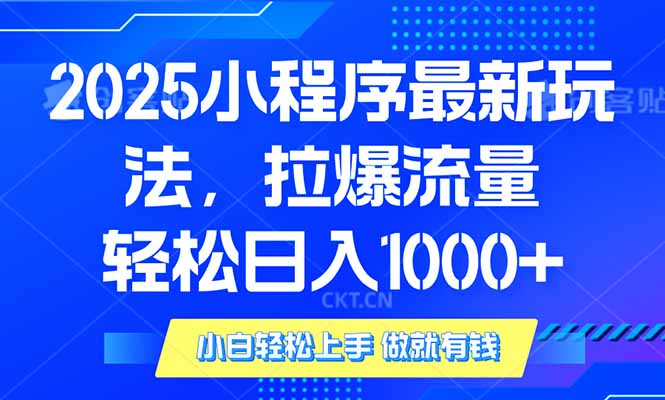 2025年小程序最新玩法，流量直接拉爆，单日稳定变现1000+-九鹄轻创网